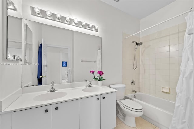 19442 SW 39th St, Miramar, FL 33029 - full bathroom featuring double vanity, shower / bath combo, and tile patterned floors