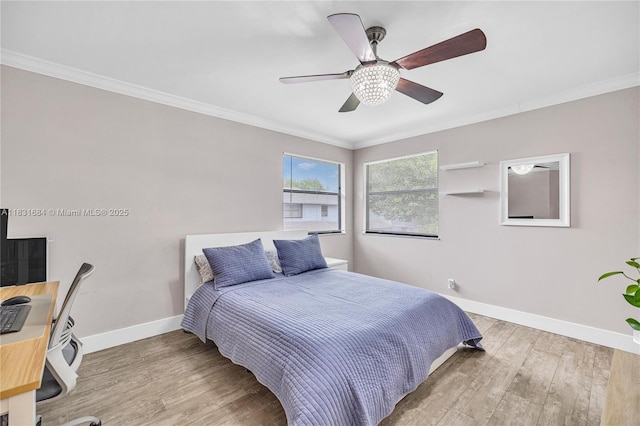 10527 NW 6th St, Pembroke Pines, FL 33026 - bedroom featuring ornamental molding, wood finished floors, and ceiling fan
