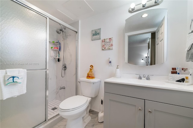 2800 Somerset Dr Unit 215J, Lauderdale Lakes, FL 33311 - bathroom featuring vanity, a stall shower, and marble finish floors