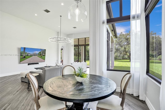11056 Blackhawk Blvd, Davie, FL 33328 - dining space with wood finished floors, healthy amount of natural light, a chandelier, and recessed lighting