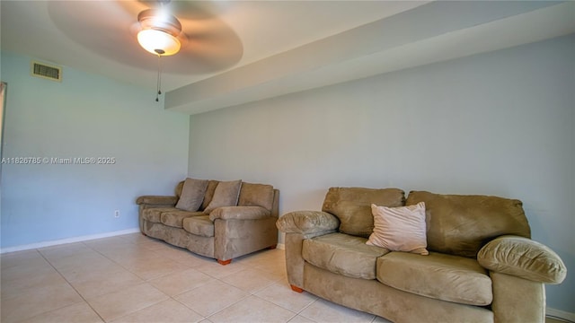 11101 SW 15th Mnr, Davie, FL 33324 - living area with light tile patterned floors and ceiling fan
