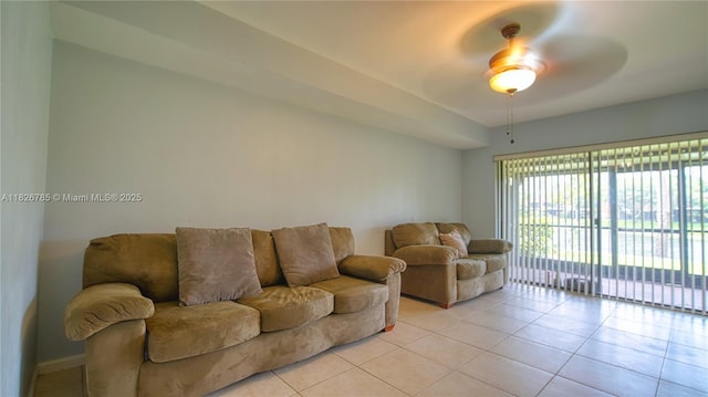 11101 SW 15th Mnr, Davie, FL 33324 - living area with light tile patterned floors and ceiling fan