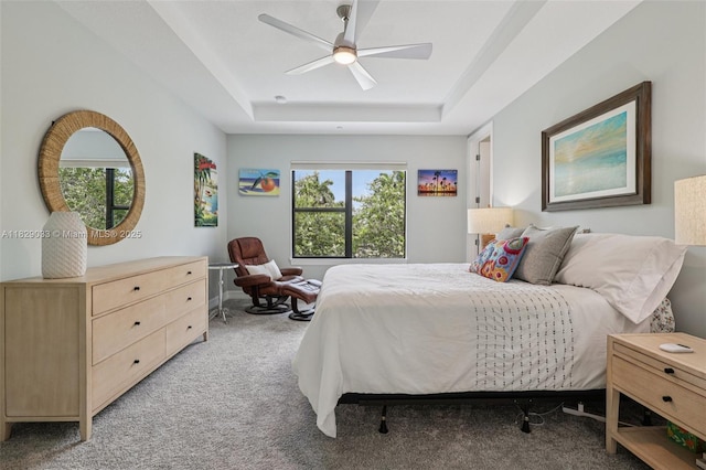 8367 NW 7th Pl Unit 0, Plantation, FL 33324 - bedroom featuring multiple windows, a raised ceiling, light carpet, and ceiling fan