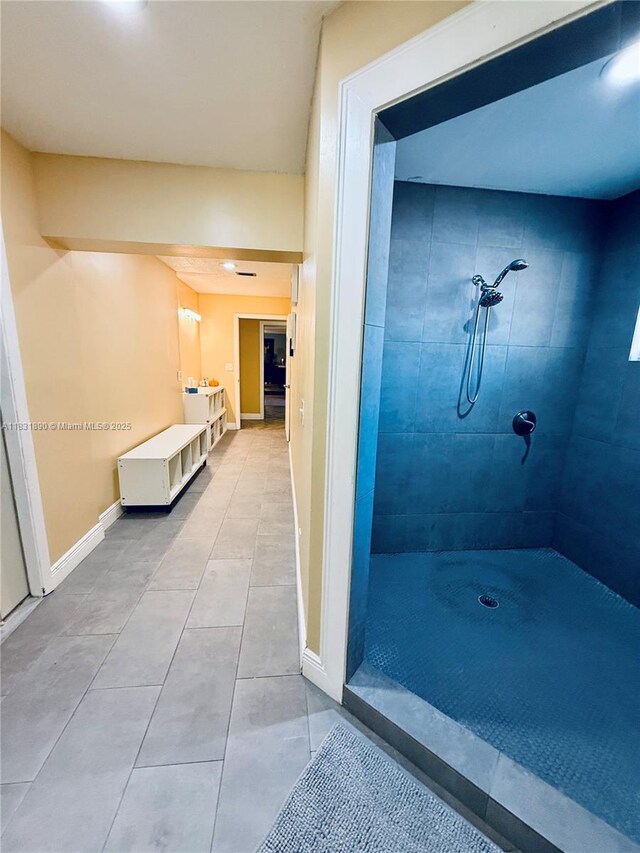 2980 SW 82nd Way, Davie, FL 33328 - bathroom featuring tiled shower and tile patterned flooring