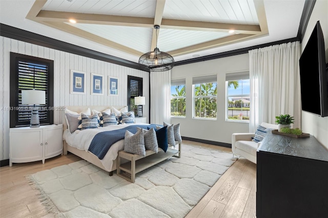9369 Crestview Cir, Palm Beach Gardens, FL 33412 - bedroom featuring light wood-style floors and beam ceiling