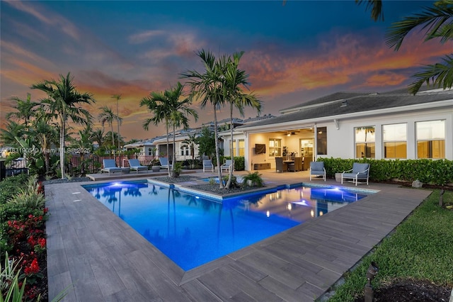 9369 Crestview Cir, Palm Beach Gardens, FL 33412 - view of pool featuring a patio and ceiling fan