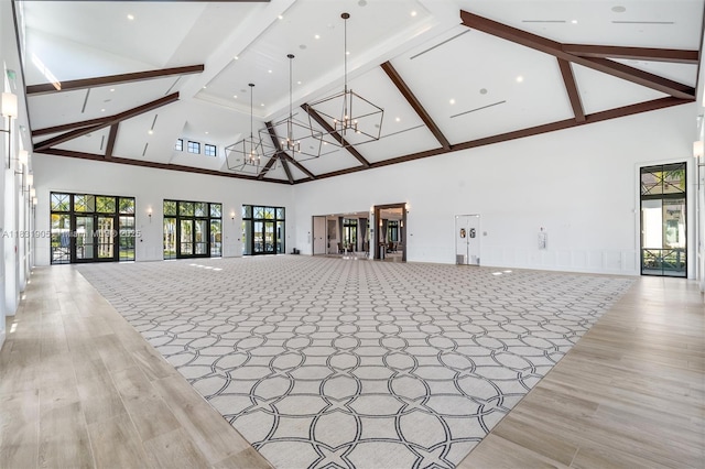 9369 Crestview Cir, Palm Beach Gardens, FL 33412 - building lobby featuring high vaulted ceiling and beamed ceiling
