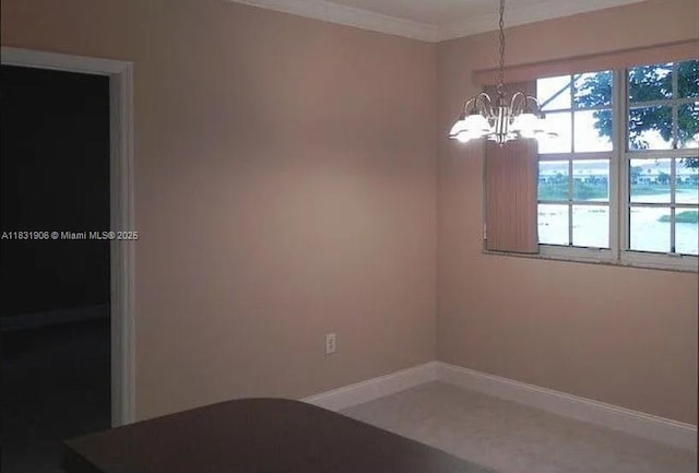 160 SW 117th Ter Unit 6102, Pembroke Pines, FL 33025 - unfurnished dining area featuring a chandelier and crown molding