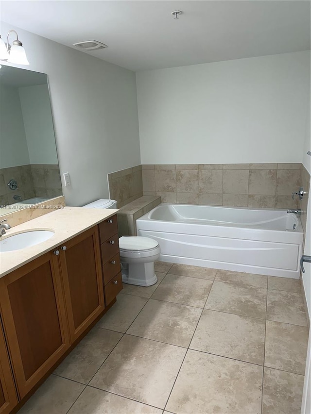 55 Merrick Way Unit 711, Coral Gables, FL 33134 - full bath with a garden tub, vanity, and tile patterned flooring