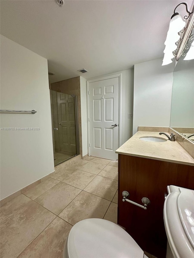 55 Merrick Way Unit 711, Coral Gables, FL 33134 - full bathroom featuring a stall shower, vanity, and tile patterned flooring