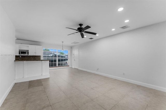 10600 SW 199th St, Cutler Bay, FL 33157 - unfurnished living room featuring recessed lighting, ceiling fan, and light tile patterned floors