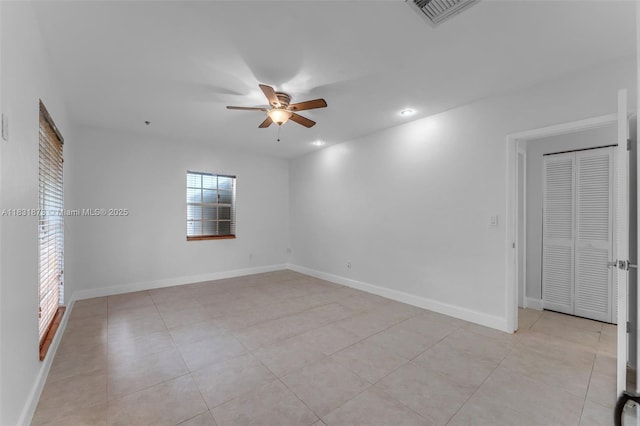 10600 SW 199th St, Cutler Bay, FL 33157 - spare room with a ceiling fan, light tile patterned flooring, and recessed lighting