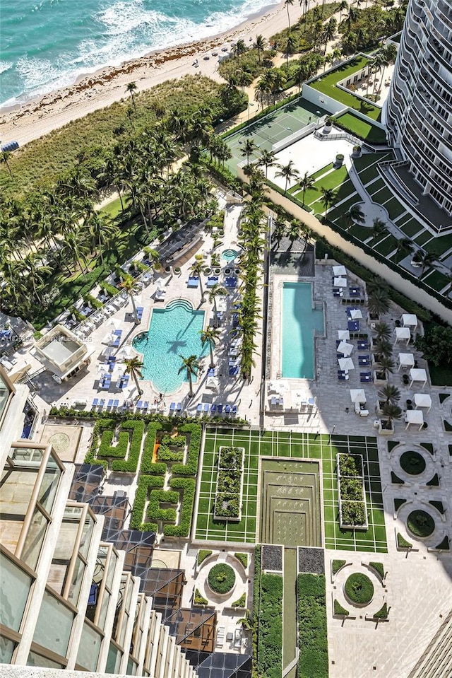 9703 Collins Ave Unit Ph-12, Bal Harbour, FL 33154 - drone / aerial view of extended coastline and a pool area