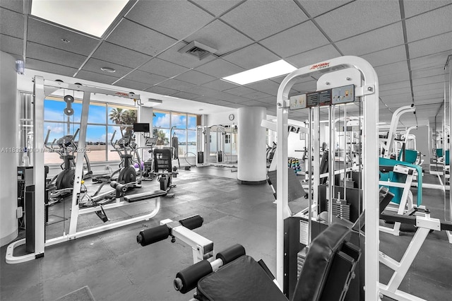 10350 W Bay Harbor Dr Unit 8F, Bay Harbor Islands, FL 33154 - gym featuring a drop ceiling