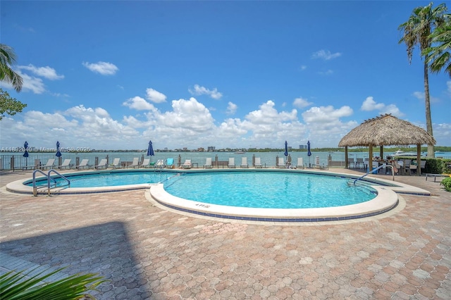 10350 W Bay Harbor Dr Unit 8F, Bay Harbor Islands, FL 33154 - community pool featuring a gazebo and a patio