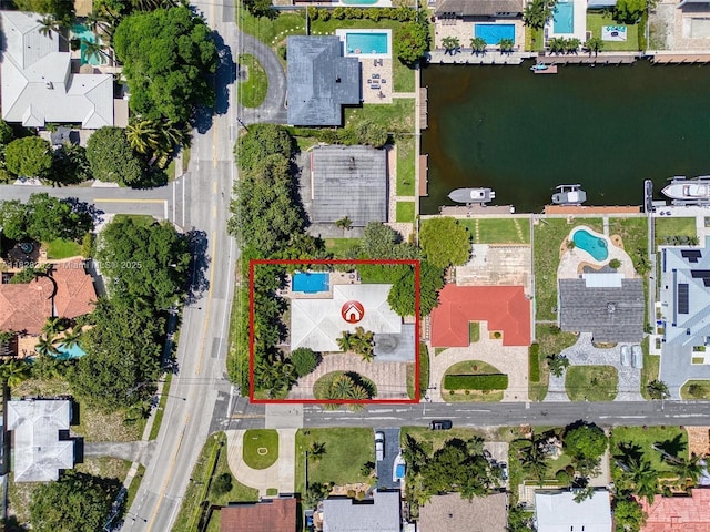 3210 Dover Rd, Pompano Beach, FL 33062 - aerial perspective of suburban area featuring a nearby body of water and property parcel outlined