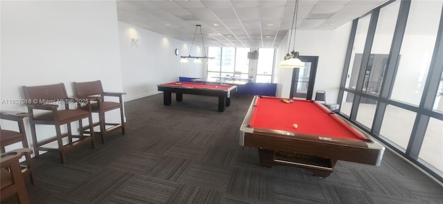 2101 S Ocean Dr Unit 2603, Hollywood, FL 33019 - playroom with billiards, carpet floors, and floor to ceiling windows