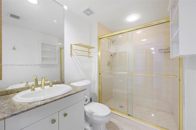 19111 Collins Ave Unit 801, Sunny Isles Beach, FL 33160 - bathroom with vanity, a stall shower, and tile patterned floors