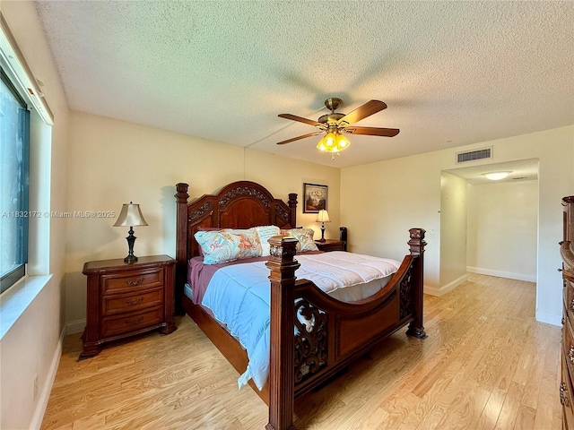 318 Lakeview Dr Unit 203, Weston, FL 33326 - bedroom featuring light wood-style flooring, a textured ceiling, and a ceiling fan