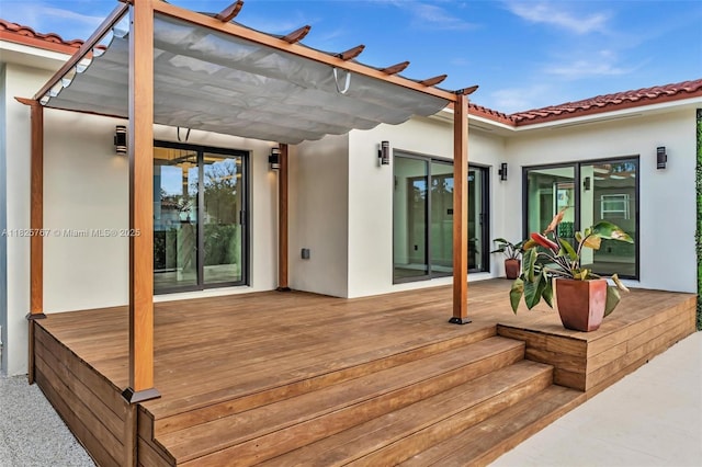 9448 Abbott Ave, Surfside, FL 33154 - wooden deck with a pergola