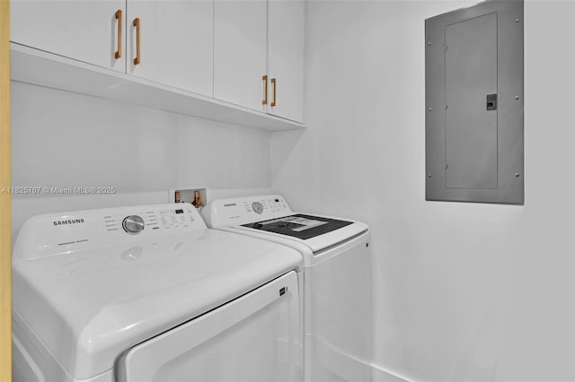9448 Abbott Ave, Surfside, FL 33154 - laundry area featuring electric panel, cabinet space, and independent washer and dryer