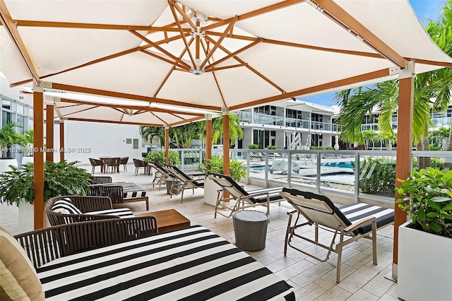 1100 Biscayne Blvd Unit 4305, Miami, FL 33132 - view of patio / terrace with a community pool and outdoor dining area