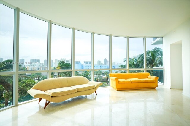 18101 Collins Ave Unit 701, Sunny Isles Beach, FL 33160 - sunroom featuring a view of skyline