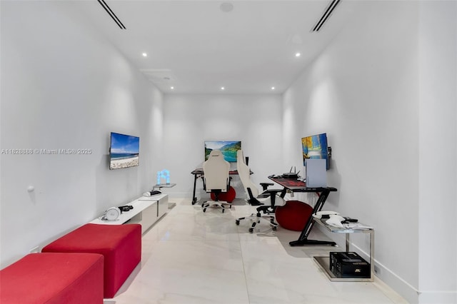 13441 Mustang Trl, Southwest Ranches, FL 33330 - office area featuring recessed lighting and marble finish flooring