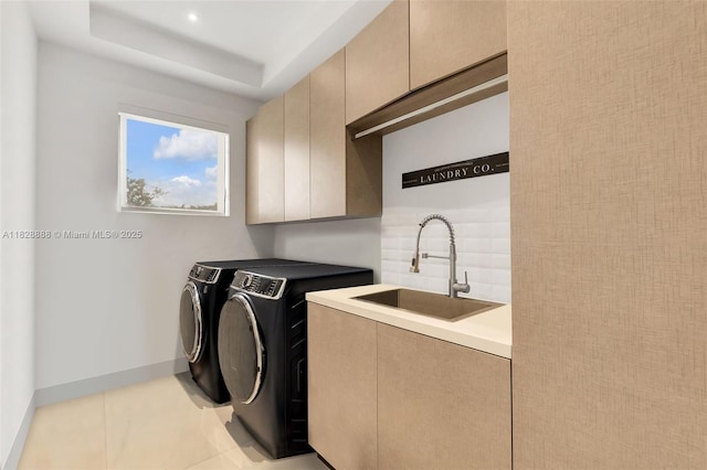 13441 Mustang Trl, Southwest Ranches, FL 33330 - laundry room featuring cabinet space, separate washer and dryer, and light tile patterned floors