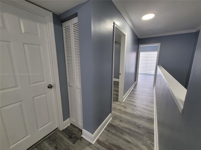 7145 NW 173rd Dr Unit 1108, Hialeah, FL 33015 - hall with dark wood-style flooring and crown molding