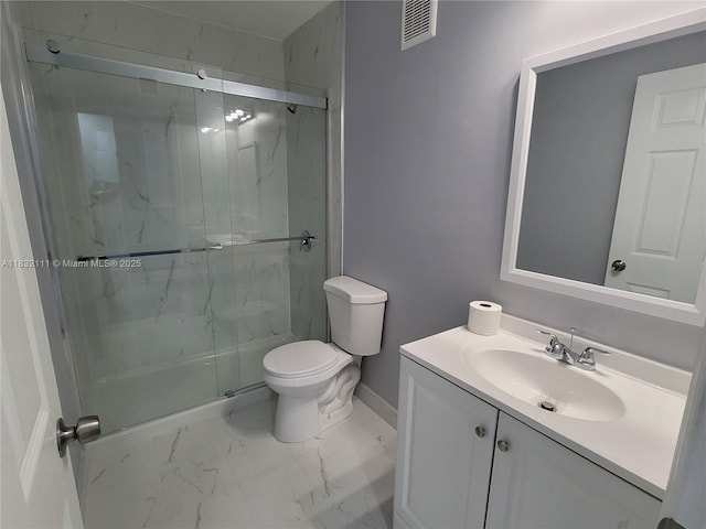 7145 NW 173rd Dr Unit 1108, Hialeah, FL 33015 - bathroom featuring marble look tile flooring, a marble finish shower, and vanity