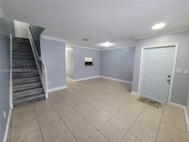 7145 NW 173rd Dr Unit 1108, Hialeah, FL 33015 - basement with stairway, ornamental molding, and light tile patterned flooring