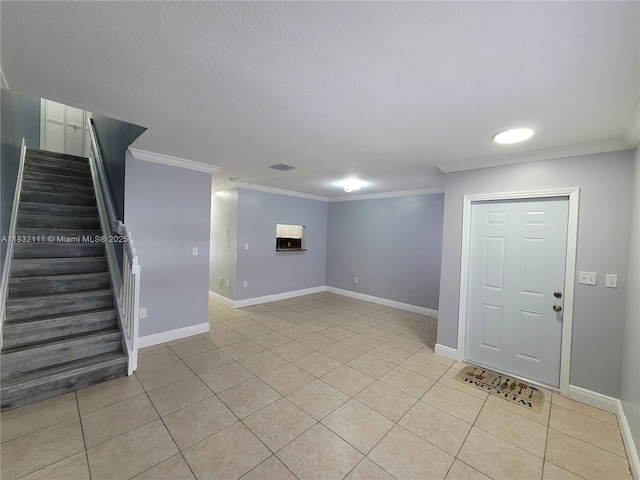 7145 NW 173rd Dr Unit 1108, Hialeah, FL 33015 - basement with light tile patterned floors, ornamental molding, and stairs