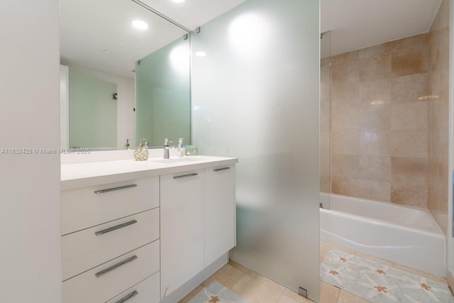 18911 Collins Ave Unit 2002, Sunny Isles Beach, FL 33160 - full bathroom featuring vanity, shower / bathtub combination, and tile patterned flooring