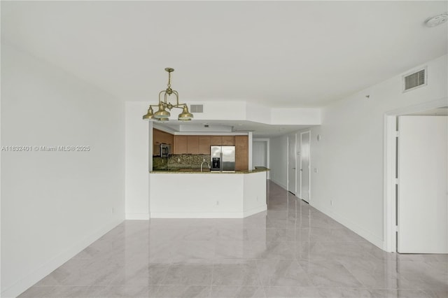 14951 Royal Oaks Ln Unit 806, North Miami, FL 33181 - unfurnished living room featuring light marble finish flooring and baseboards