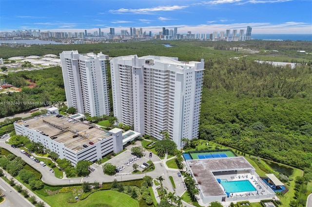 14951 Royal Oaks Ln Unit 806, North Miami, FL 33181 - drone / aerial view of skyline and a pool area