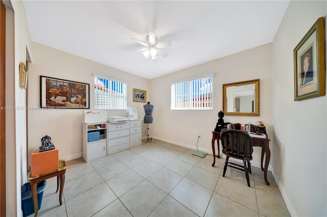 1315 W 79th St, Hialeah, FL 33014 - office with a ceiling fan and light tile patterned floors