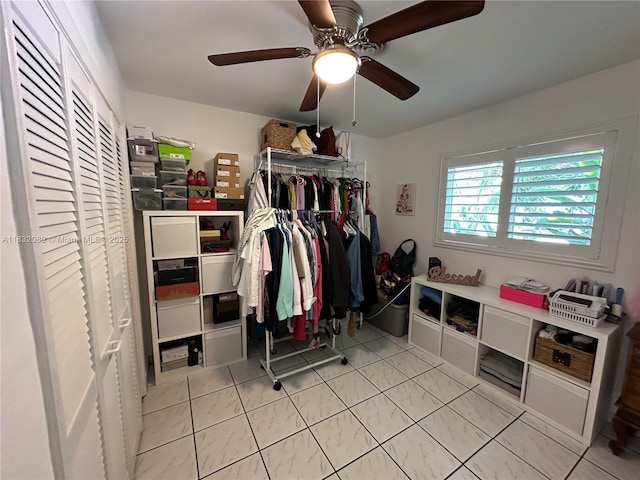 8821 SW 87th St, Miami, FL 33173 - walk in closet with a ceiling fan and light tile patterned floors