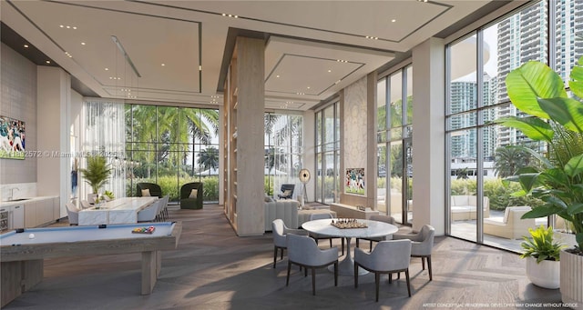501 SE 6th Ave Unit 611, Fort Lauderdale, FL 33301 - sunroom featuring billiards and a view of city