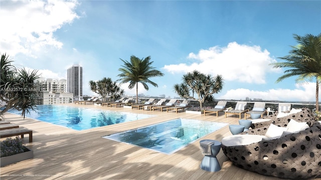 501 SE 6th Ave Unit 611, Fort Lauderdale, FL 33301 - community pool featuring a community hot tub and a deck
