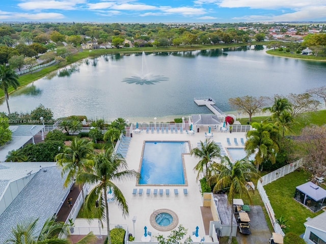 14409 SW 141st Pl, Miami, FL 33186 - bird's eye view of a pool and a large body of water