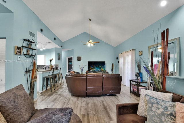 1419 Avon Ln Unit 216, North Lauderdale, FL 33068 - living room with wood finished floors, lofted ceiling, and ceiling fan