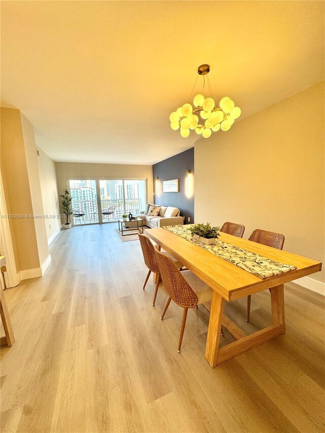 300 Bayview Dr Unit 1801, Sunny Isles Beach, FL 33160 - dining room with light wood finished floors and a chandelier