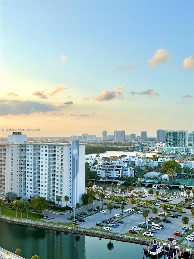 300 Bayview Dr Unit 1801, Sunny Isles Beach, FL 33160 - aerial view at dusk of a skyline view and a water view