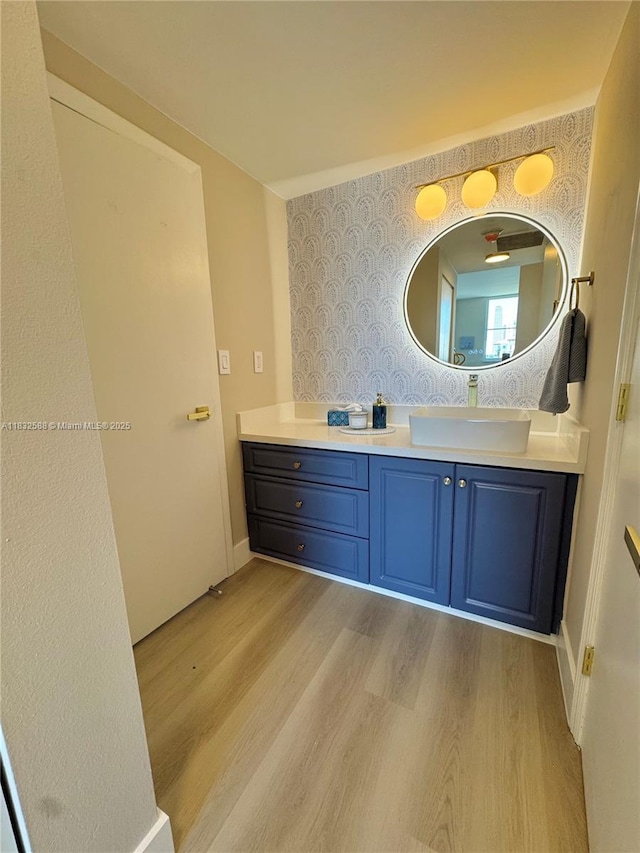 300 Bayview Dr Unit 1801, Sunny Isles Beach, FL 33160 - bathroom with wood finished floors and vanity