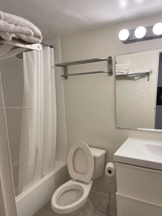 19201 Collins Ave Unit 717, Sunny Isles Beach, FL 33160 - bathroom with shower / tub combo, vanity, and tile patterned floors