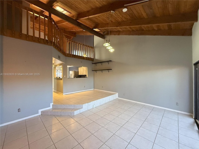 1965 SW 81st Way, Davie, FL 33324 - unfurnished living room featuring wooden ceiling and light tile patterned floors