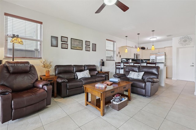 14842 SW 22nd Ter, Miami, FL 33185 - living area with a ceiling fan and light tile patterned flooring