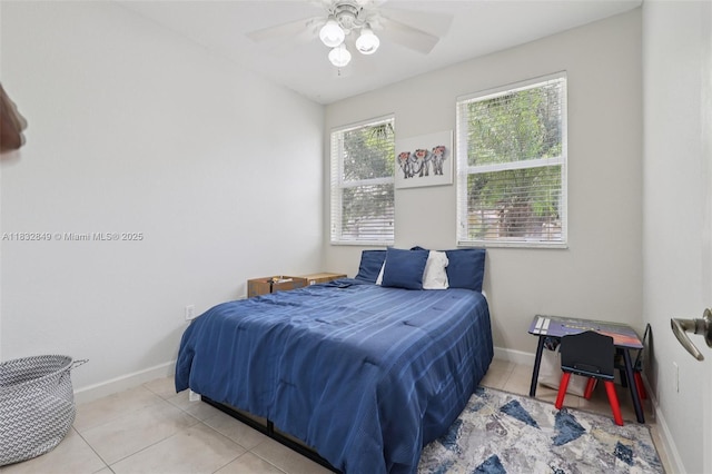 14842 SW 22nd Ter, Miami, FL 33185 - tiled bedroom with baseboards and a ceiling fan