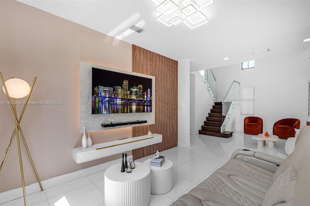1005 NW 100th Ave, Miami, FL 33172 - tiled living area featuring stairway and baseboards